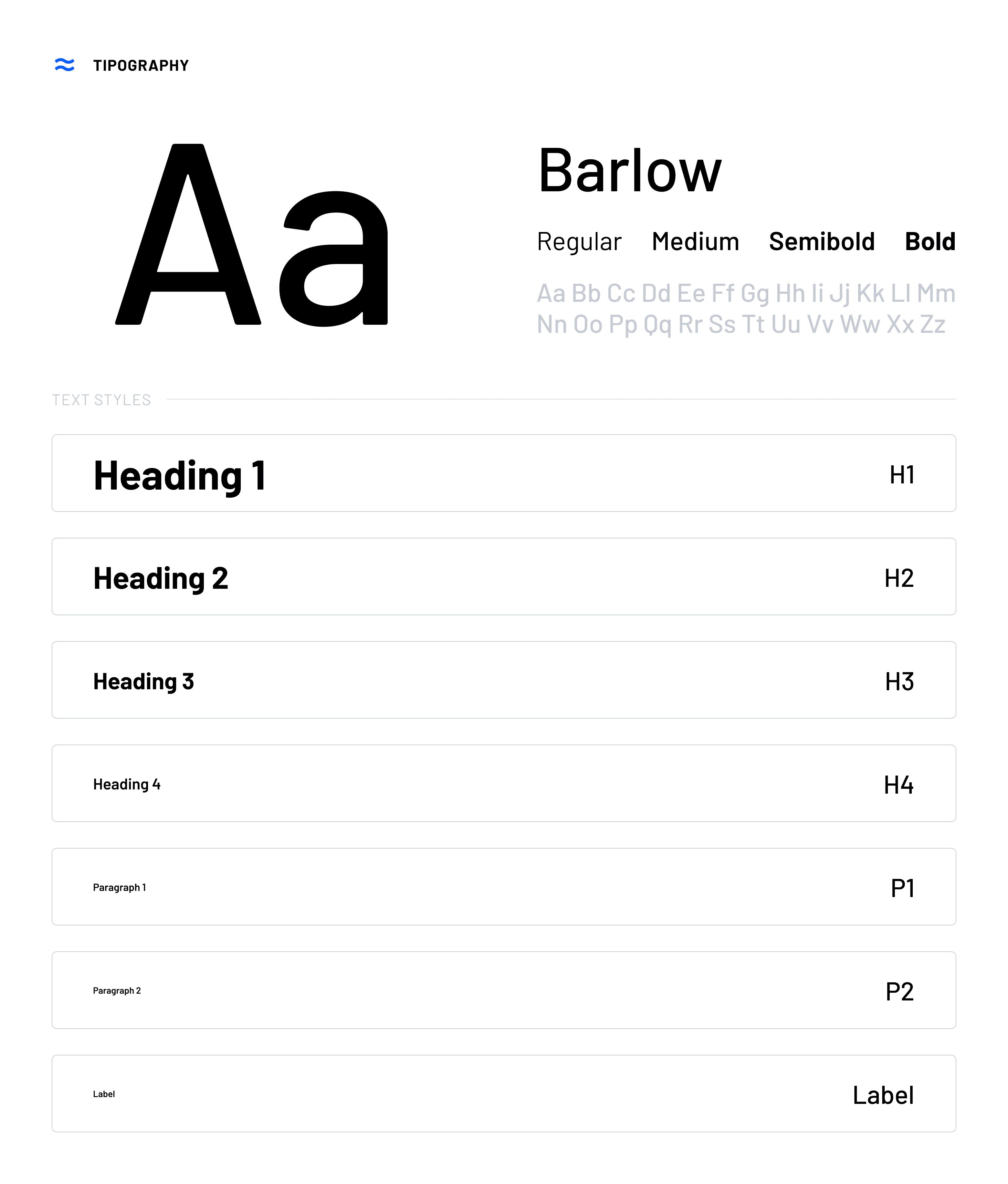 Image showing the different text styles we use in Airtame UI.